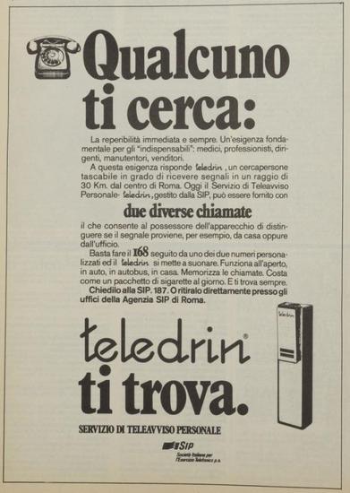 TELEDRIN CERCAPERSONE ANNI 80