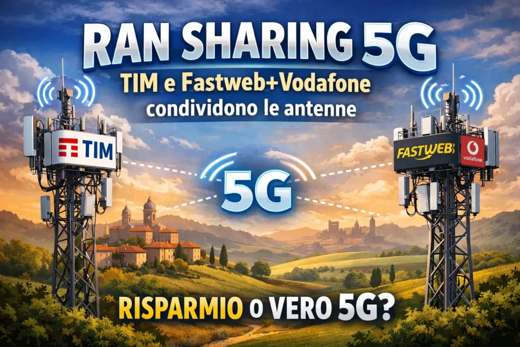 RAN sharing 5G tra TIM e Fastweb+Vodafone con condivisione delle antenne in Italia